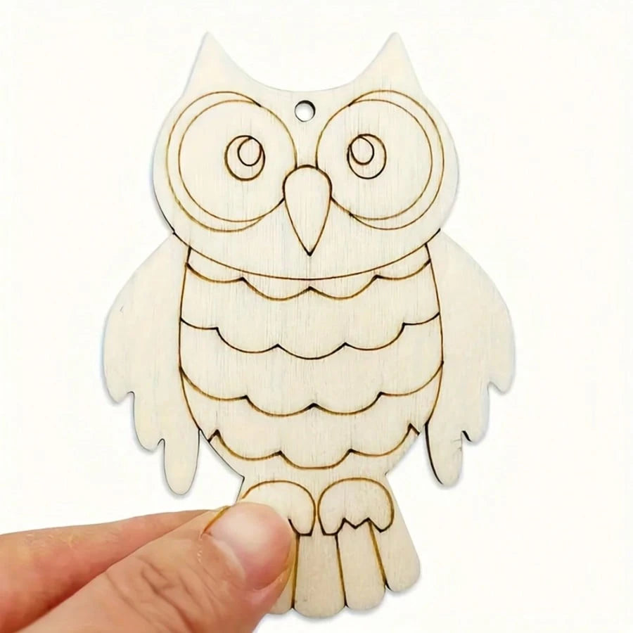 10pcs/20pcs Wooden Owl Shaped Wooden Crafts, Suitable For DIY Painting And Doodle Handmade Crafts, Wooden Hanging Decor, Suitable For Holiday, Wedding, Home Party And Birthday Decoration