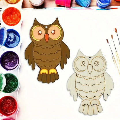 10pcs/20pcs Wooden Owl Shaped Wooden Crafts, Suitable For DIY Painting And Doodle Handmade Crafts, Wooden Hanging Decor, Suitable For Holiday, Wedding, Home Party And Birthday Decoration