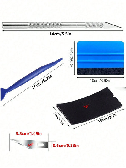 10PCS Aluminum Alloy Car Tint Squeegee Tool Kit With Felt Edged Squeegee For Car Window Tinting, Plastic Scraper Included