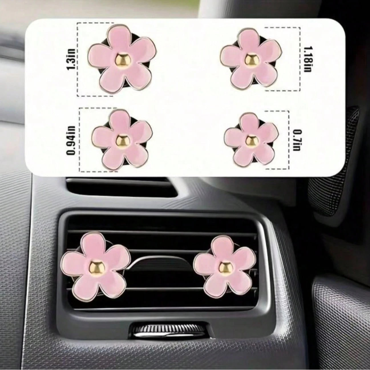 10PCS Car Interior Accessories Set- Car Steering Wheel Cover- Seat Belt Shoulder Pad- Daisy Air Vent Holder- Cup Holder Mat- Start Button Decorative Ring- New Fashion Style- Suitable For Any Ca