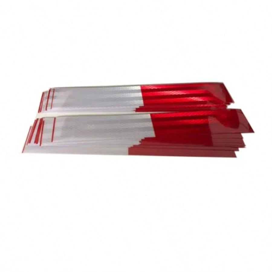 10Pcs Reflective Tape, Waterproof Self Adhesive Trailer Reflector Safety Caution Reflector 1.95"X 11.8'' Red/White Warning Stickers For Trailers, Trucks, Boats, Cars, Road Signs
