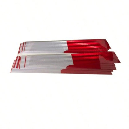 10Pcs Reflective Tape, Waterproof Self Adhesive Trailer Reflector Safety Caution Reflector 1.95"X 11.8'' Red/White Warning Stickers For Trailers, Trucks, Boats, Cars, Road Signs