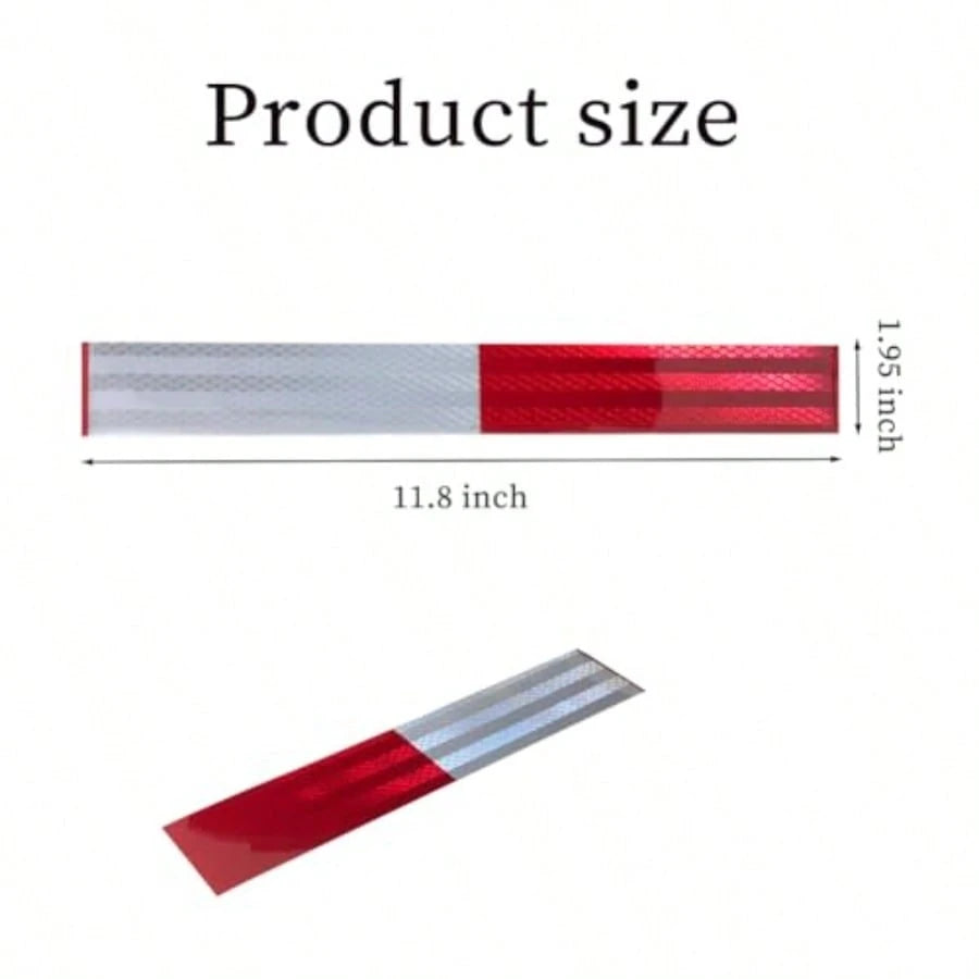 10Pcs Reflective Tape, Waterproof Self Adhesive Trailer Reflector Safety Caution Reflector 1.95"X 11.8'' Red/White Warning Stickers For Trailers, Trucks, Boats, Cars, Road Signs