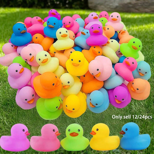 12/24pcs Colorful Rubber Ducks, Bathroom Shower Toys, Summer Beach And Birthday Party Swimming Pool Toys, Party Decorations And Gifts