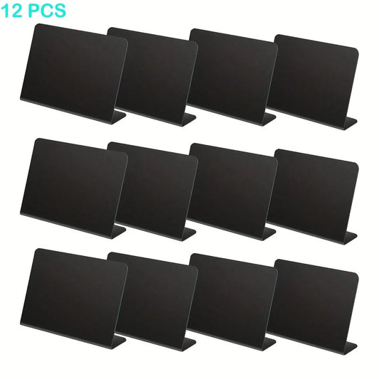 12pcs L-Shaped Erasable Price Tags Mini Chalkboard Food Display Stands Tabletop Signage Mini Small
