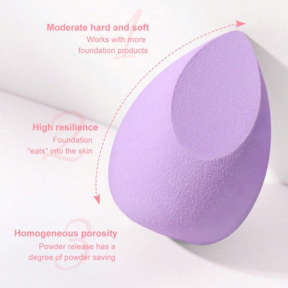 12PCS Lavender Purple Makeup Sponge & Triangle Velvet Powder Puff Set, Mini & Large Teardrop Blending Sponges, Wet Dry Dual Use For Foundation, Concealer, Loose Powder & Contour Makeup