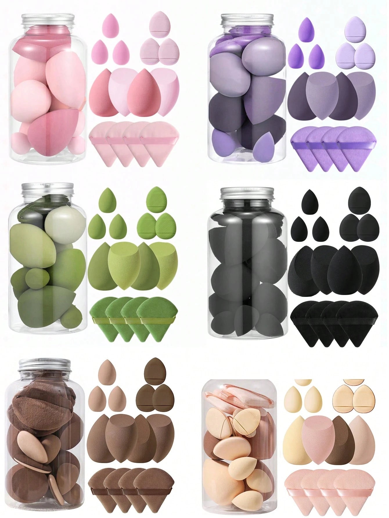 14pcs Makeup Sponge Set With Storage Container, Soft Beauty Sponge Applicable For Liquid Foundation, Fingertip & Powder Puff Dual-Use For Dry & Wet Powder Foundation,Makeup,Cheap,Room Decor,Vanity,Tra