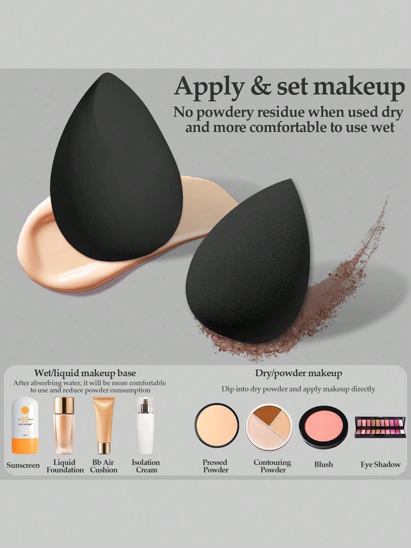 14pcs Makeup Sponge Set With Storage Container, Soft Beauty Sponge Applicable For Liquid Foundation, Fingertip & Powder Puff Dual-Use For Dry & Wet Powder Foundation,Makeup,Cheap,Room Decor,Vanity,Tra
