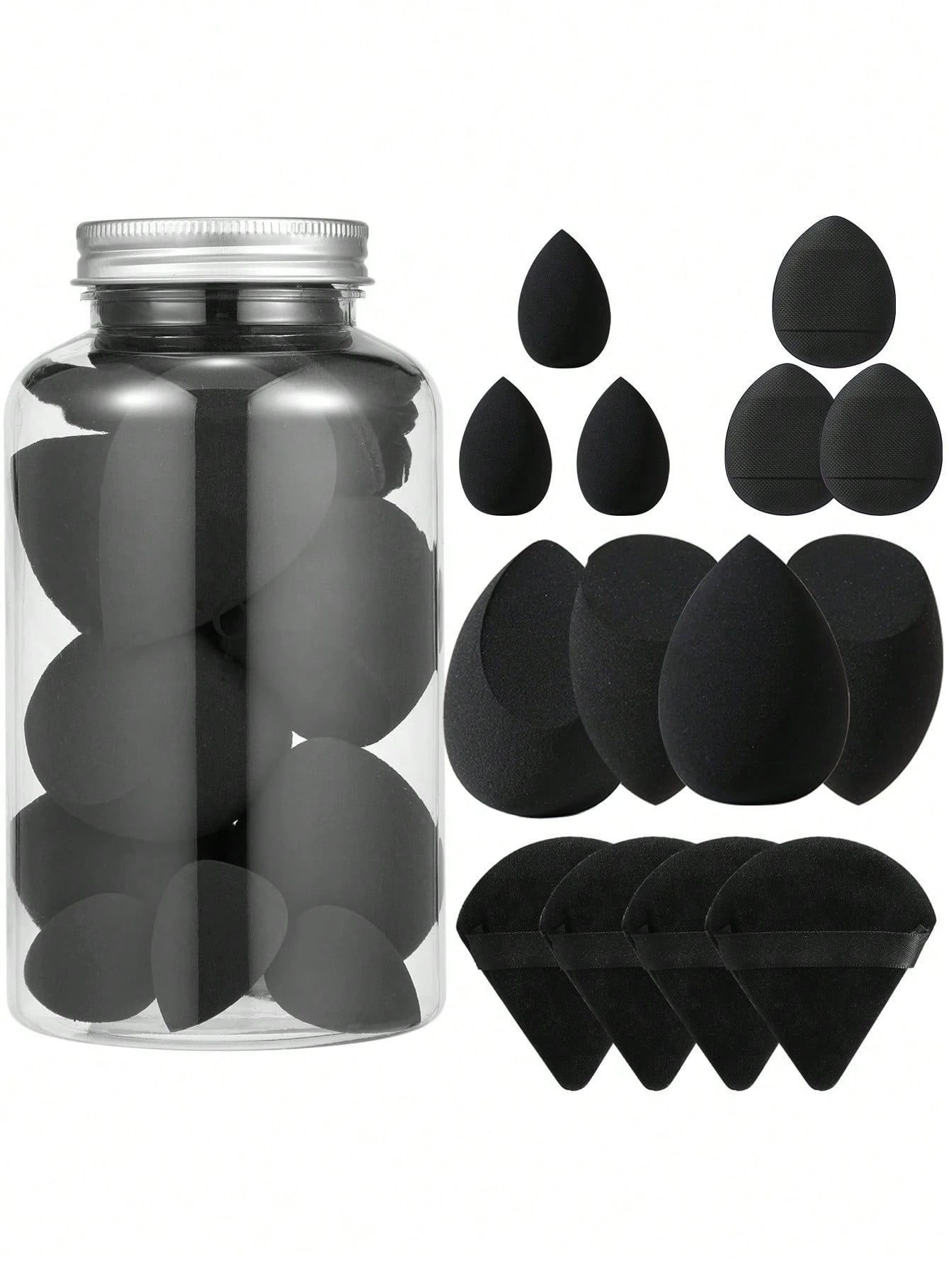 14pcs Makeup Sponge Set With Storage Container, Soft Beauty Sponge Applicable For Liquid Foundation, Fingertip & Powder Puff Dual-Use For Dry & Wet Powder Foundation,Makeup,Cheap,Room Decor,Vanity,Tra