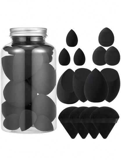 14pcs Makeup Sponge Set With Storage Container, Soft Beauty Sponge Applicable For Liquid Foundation, Fingertip & Powder Puff Dual-Use For Dry & Wet Powder Foundation,Makeup,Cheap,Room Decor,Vanity,Tra