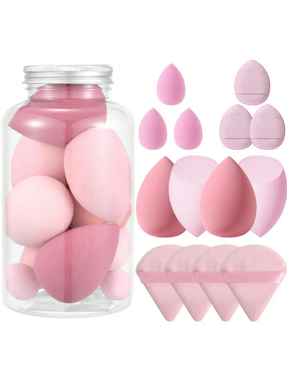 14pcs Makeup Sponge Set With Storage Container, Soft Beauty Sponge Applicable For Liquid Foundation, Fingertip & Powder Puff Dual-Use For Dry & Wet Powder Foundation,Makeup,Cheap,Room Decor,Vanity,Tra
