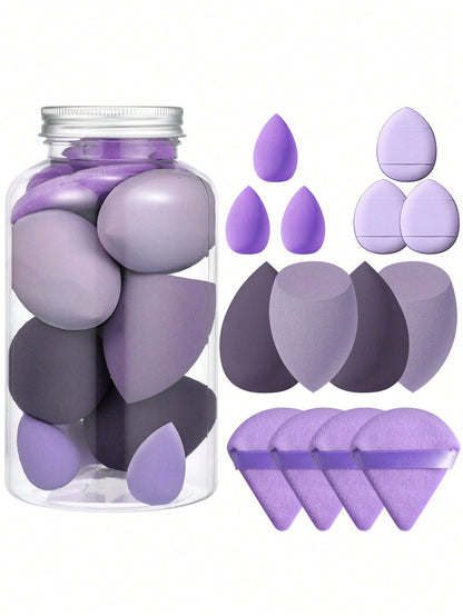 14pcs Makeup Sponge Set With Storage Container, Soft Beauty Sponge Applicable For Liquid Foundation, Fingertip & Powder Puff Dual-Use For Dry & Wet Powder Foundation,Makeup,Cheap,Room Decor,Vanity,Tra