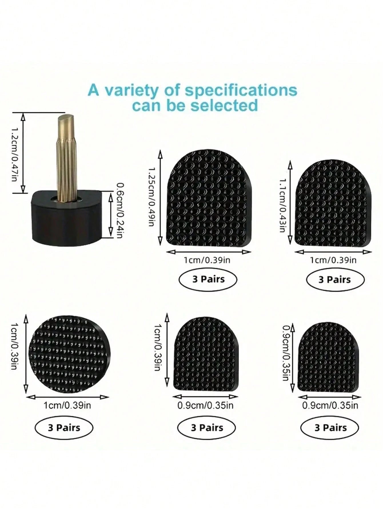 15 Pairs Of 5 Different Size Black High Heel Nail Heel Wear-Resistant Heel Leather Anti-Slip High Heel Accessories, For Black Shoes, Black Pumps