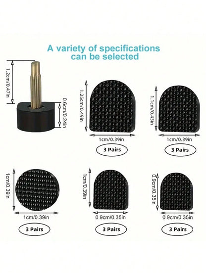 15 Pairs Of 5 Different Size Black High Heel Nail Heel Wear-Resistant Heel Leather Anti-Slip High Heel Accessories, For Black Shoes, Black Pumps