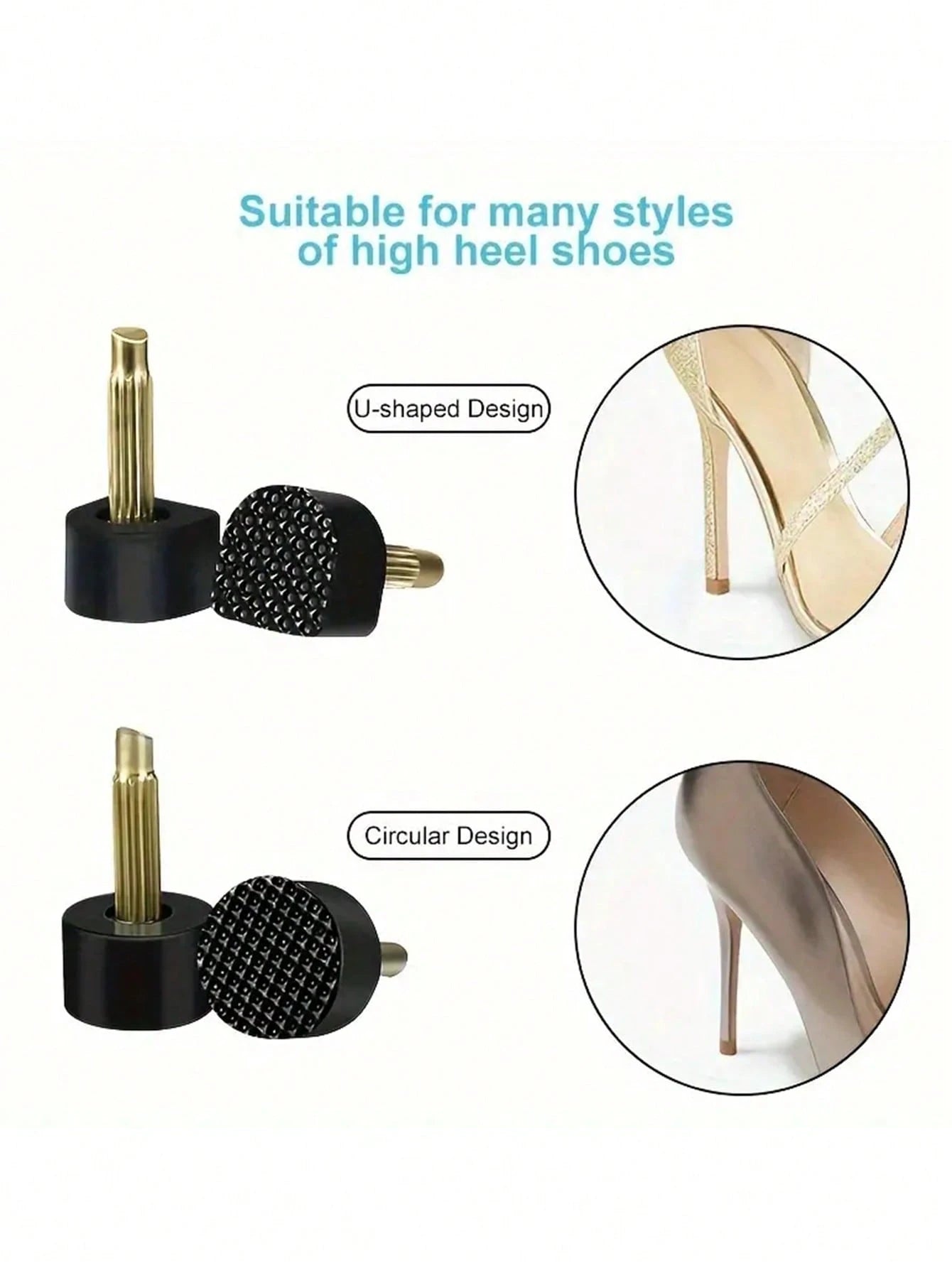 15 Pairs Of 5 Different Size Black High Heel Nail Heel Wear-Resistant Heel Leather Anti-Slip High Heel Accessories, For Black Shoes, Black Pumps