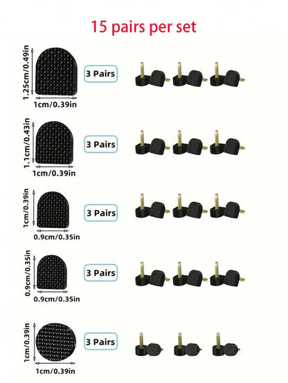 15 Pairs Of 5 Different Size Black High Heel Nail Heel Wear-Resistant Heel Leather Anti-Slip High Heel Accessories, For Black Shoes, Black Pumps