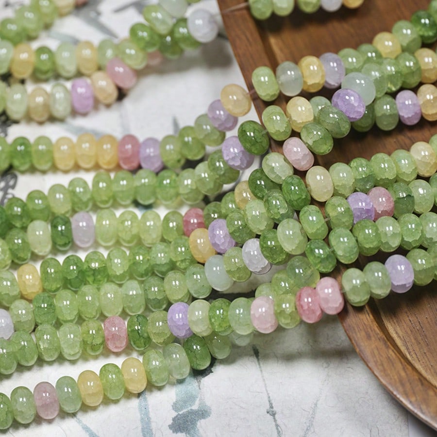 150pcs 5x8mm Imitation Jade, Agate, Abacus Beads, Loose Beads, Wheel Beads, Spacer Beads For DIY Jewelry Making, Bracelets, Keychains, Necklaces, Crafts Decoration