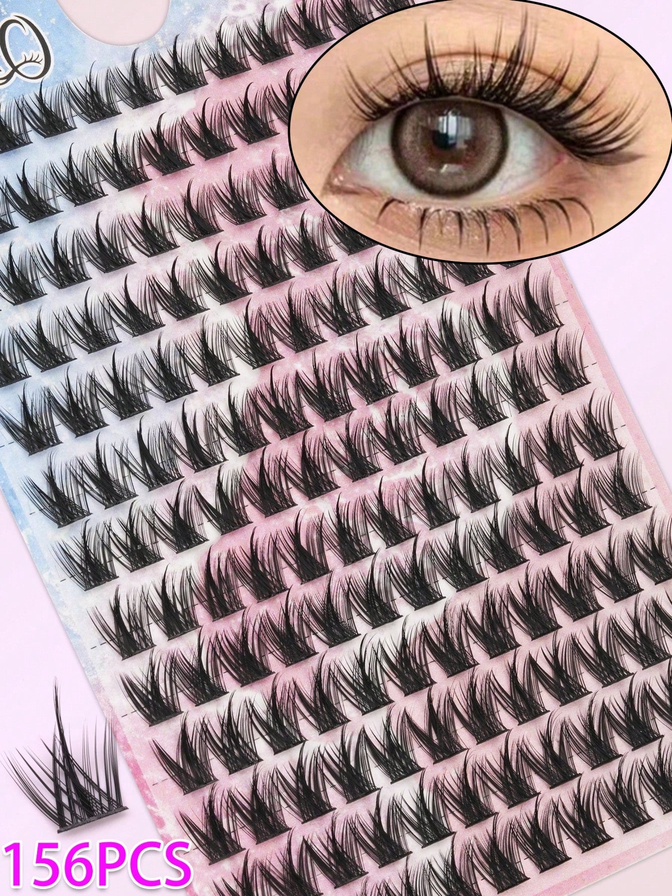 156PCS Pure Wild Little Devil Comic False Eyelash Clusters, Fluffy And Plump, Suitable For Daily Use, Weddings, Dating, Parties, Music Festivals, Christmas, Halloween, Reusable Eyelash Clusters, Segme