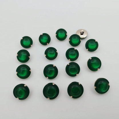 15pcs/1.8cm Fashion Personalized Minimalist Versatile Round Green Plastic Buttons, Luxury Resin Buttons, European And American Style High-End Vintage Elegant Versatile Buttons, Handmade Sewing High-Qu