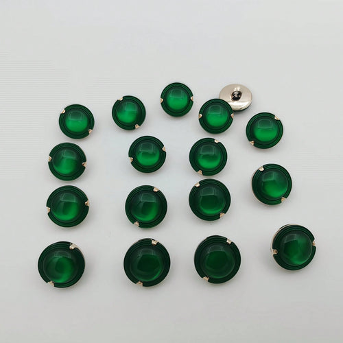 15pcs/1.8cm Fashion Personalized Minimalist Versatile Round Green Plastic Buttons, Luxury Resin Buttons, European And American Style High-End Vintage Elegant Versatile Buttons, Handmade Sewing High-Qu