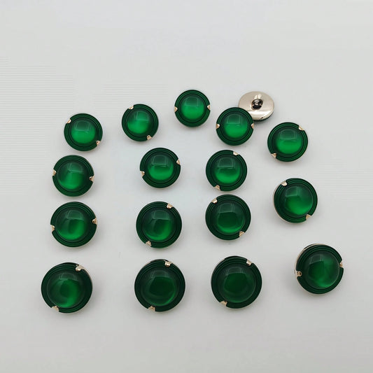 15pcs/1.8cm Fashion Personalized Minimalist Versatile Round Green Plastic Buttons, Luxury Resin Buttons, European And American Style High-End Vintage Elegant Versatile Buttons, Handmade Sewing High-Qu