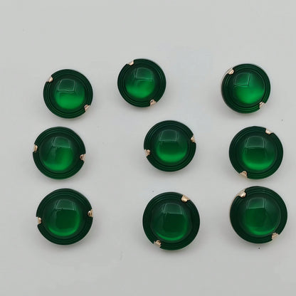 15pcs/1.8cm Fashion Personalized Minimalist Versatile Round Green Plastic Buttons, Luxury Resin Buttons, European And American Style High-End Vintage Elegant Versatile Buttons, Handmade Sewing High-Qu