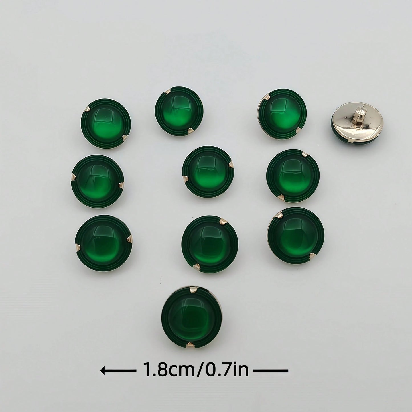 15pcs/1.8cm Fashion Personalized Minimalist Versatile Round Green Plastic Buttons, Luxury Resin Buttons, European And American Style High-End Vintage Elegant Versatile Buttons, Handmade Sewing High-Qu
