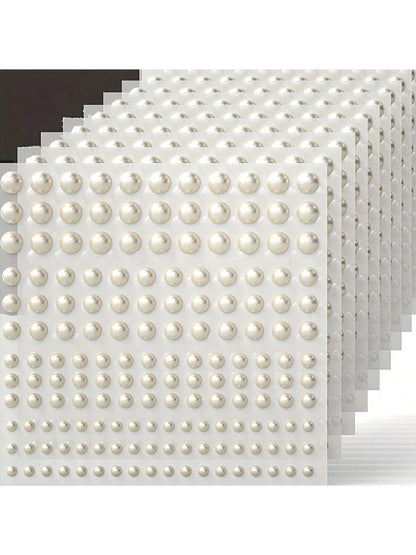 1650pcs Self-Adhesive Pearl Stickers, 4 Sizes, Milky White Pearl Jewelry Nail, Face, Body, Hair, Phone Decoration, 0.12in/0.16in/0.20in/0.24in, Aesthetic
