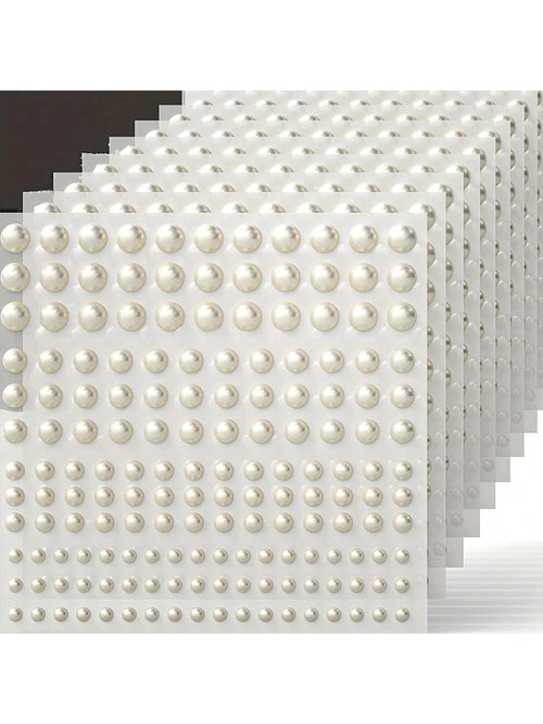 1650pcs Self-Adhesive Pearl Stickers, 4 Sizes, Milky White Pearl Jewelry Nail, Face, Body, Hair, Phone Decoration, 0.12in/0.16in/0.20in/0.24in, Aesthetic