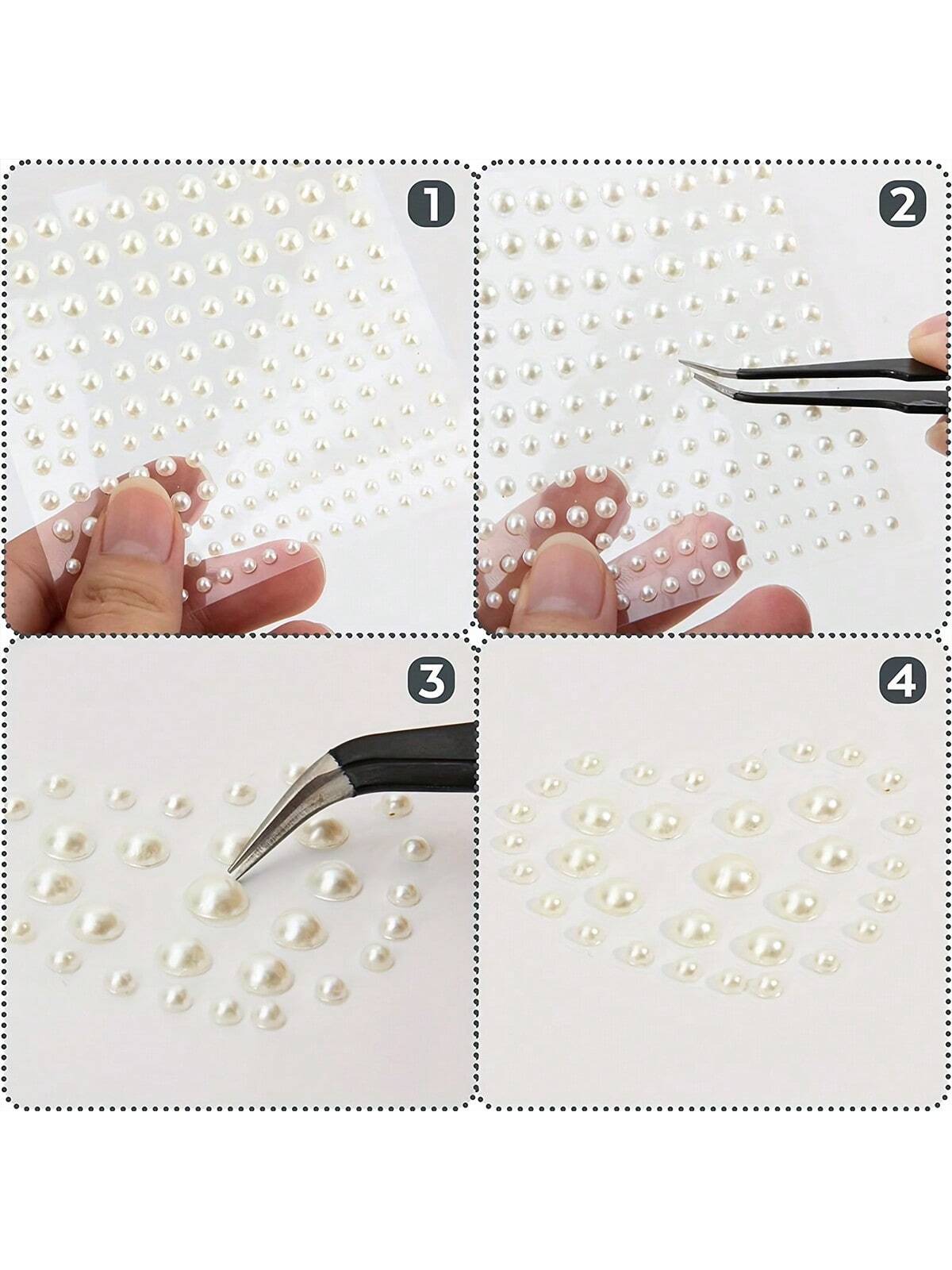 1650pcs Self-Adhesive Pearl Stickers, 4 Sizes, Milky White Pearl Jewelry Nail, Face, Body, Hair, Phone Decoration, 0.12in/0.16in/0.20in/0.24in, Aesthetic