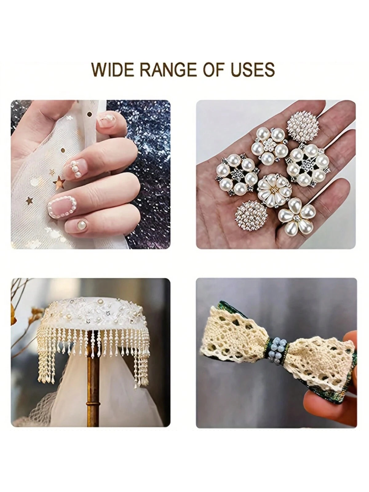 1650pcs Self-Adhesive Pearl Stickers, 4 Sizes, Milky White Pearl Jewelry Nail, Face, Body, Hair, Phone Decoration, 0.12in/0.16in/0.20in/0.24in, Aesthetic