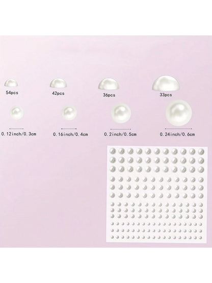 1650pcs Self-Adhesive Pearl Stickers, 4 Sizes, Milky White Pearl Jewelry Nail, Face, Body, Hair, Phone Decoration, 0.12in/0.16in/0.20in/0.24in, Aesthetic