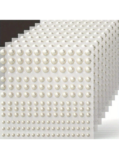 1650pcs Self-Adhesive Pearl Stickers, 4 Sizes, Milky White Pearl Jewelry Nail, Face, Body, Hair, Phone Decoration, 0.12in/0.16in/0.20in/0.24in, Aesthetic
