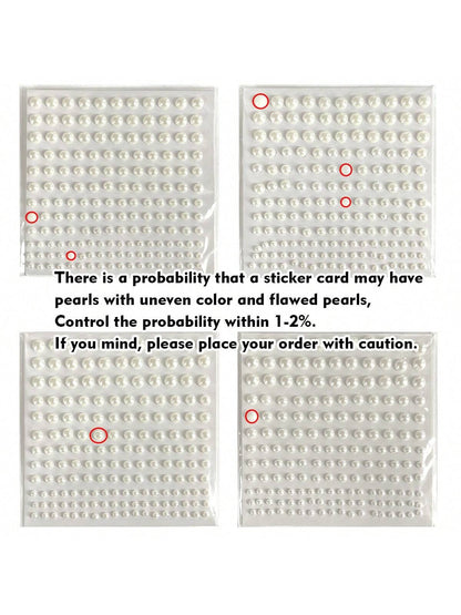 1650pcs Self-Adhesive Pearl Stickers, 4 Sizes, Milky White Pearl Jewelry Nail, Face, Body, Hair, Phone Decoration, 0.12in/0.16in/0.20in/0.24in, Aesthetic