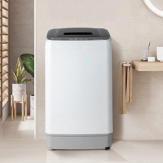 17.8Lbs Portable Washing Machine – Full-Automatic Top Load Compact Washer With Drain Pump, 10 Programs & 8 Water Levels, LED Display, Black