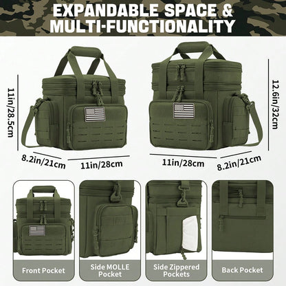 18L Unisex Large Capacity Tactical Insulated Lunch Cooler Bag With MOLLE Webbing For Work Office Camping Picnic Hiking Gym Beach Daily Outdoor Use