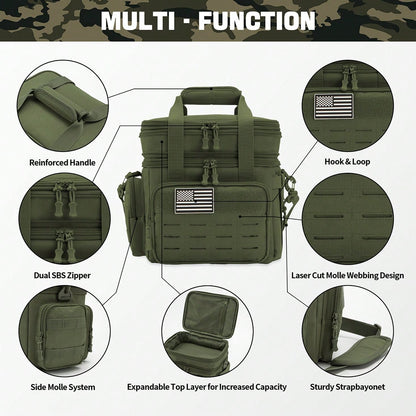 18L Unisex Large Capacity Tactical Insulated Lunch Cooler Bag With MOLLE Webbing For Work Office Camping Picnic Hiking Gym Beach Daily Outdoor Use