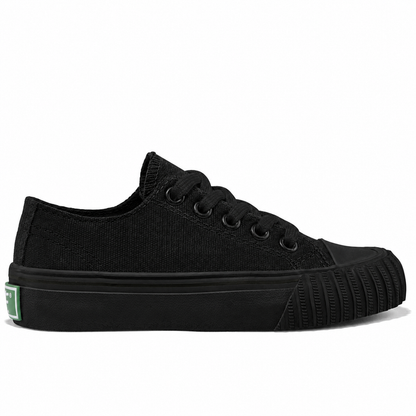 Black low-top sneaker on a white background.