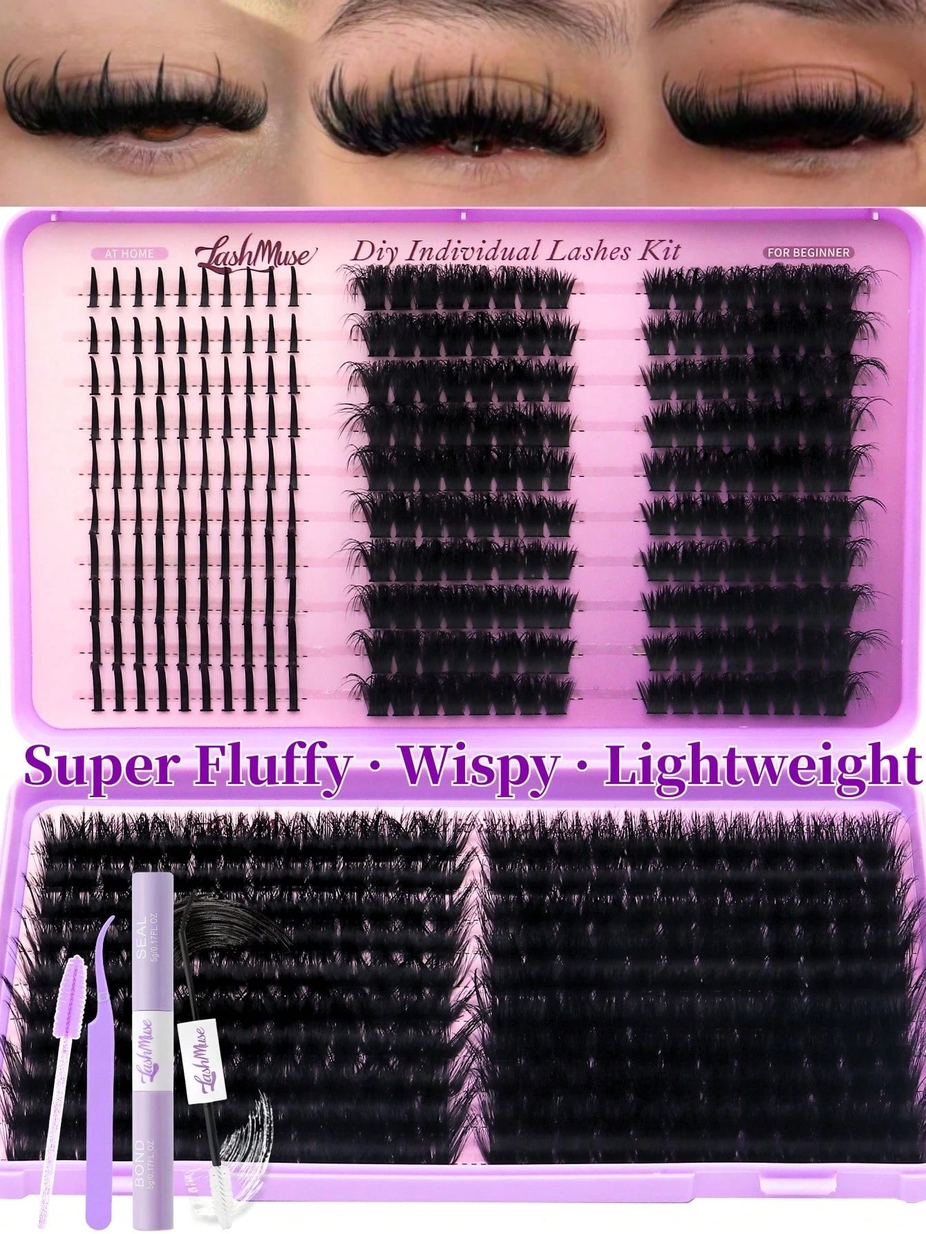1box/2boxes Flare False Eyelashes Set With Ultra-Dense, Waterproof, Long-Lasting Lashes, Velure, Fairy, Flora, 100D120D150D, Hybrid Volume Look, Beginner-Friendly,Includes Lash Glue, Tweezers,For Wedd
