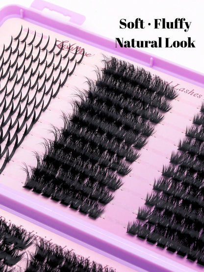 1box/2boxes Flare False Eyelashes Set With Ultra-Dense, Waterproof, Long-Lasting Lashes, Velure, Fairy, Flora, 100D120D150D, Hybrid Volume Look, Beginner-Friendly,Includes Lash Glue, Tweezers,For Wedd