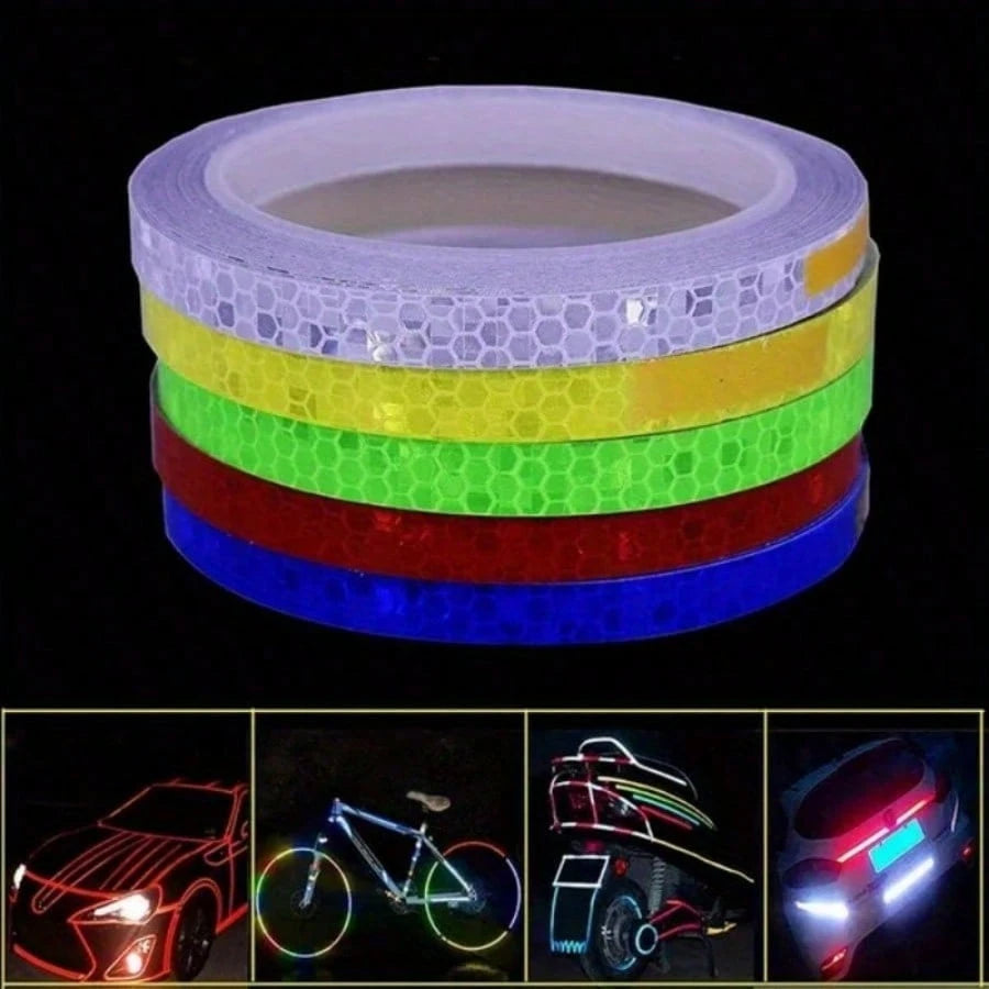 1cm*8m Reflective Tape Vehicle Warning Sticker Reflective Film Protective Tape Strip Film Suitable For Trucks Cars Motorcycles
