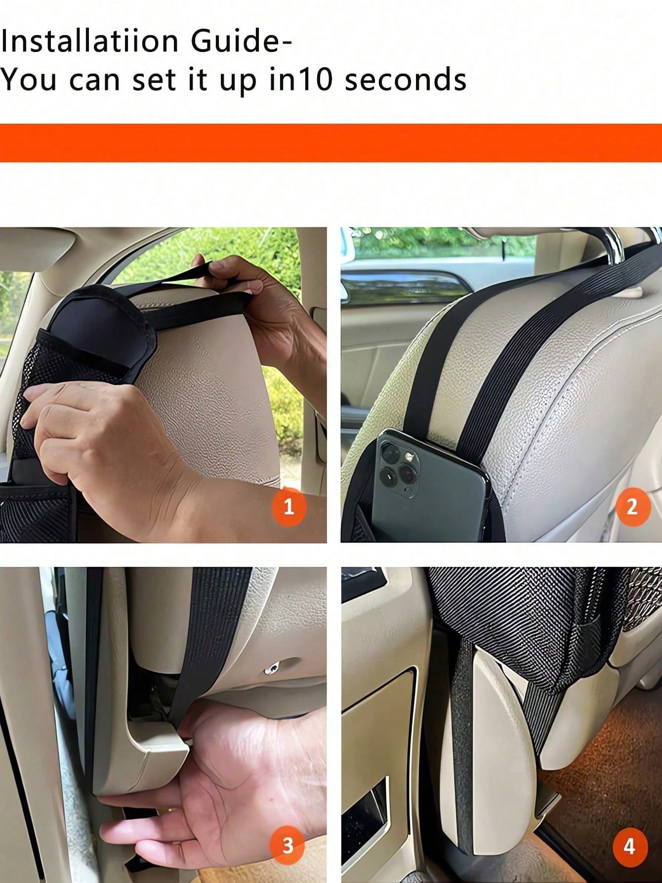 1pair Black Car Seat Organizer Car Storage Bag Car Hanging Storage Bag With Multi-Pocket Car Seat Storage Bag Mesh Hanging Storage Bag Auto Seat Side Bag Organizer Phone Holder Drink Holder Phone Orga