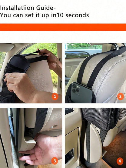 1pair Black Car Seat Organizer Car Storage Bag Car Hanging Storage Bag With Multi-Pocket Car Seat Storage Bag Mesh Hanging Storage Bag Auto Seat Side Bag Organizer Phone Holder Drink Holder Phone Orga