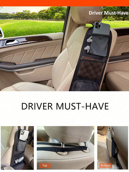 1pair Black Car Seat Organizer Car Storage Bag Car Hanging Storage Bag With Multi-Pocket Car Seat Storage Bag Mesh Hanging Storage Bag Auto Seat Side Bag Organizer Phone Holder Drink Holder Phone Orga