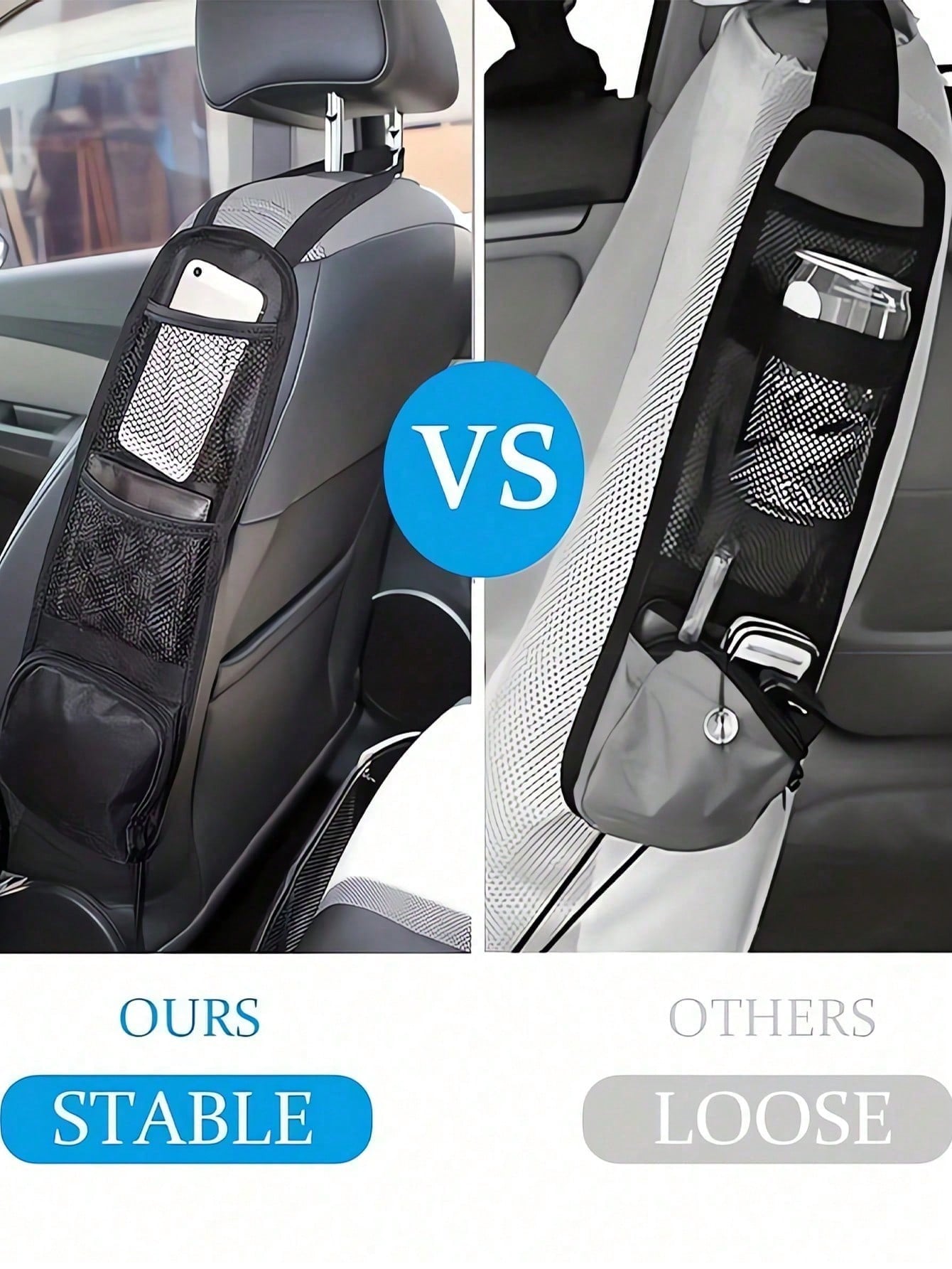 1pair Black Car Seat Organizer Car Storage Bag Car Hanging Storage Bag With Multi-Pocket Car Seat Storage Bag Mesh Hanging Storage Bag Auto Seat Side Bag Organizer Phone Holder Drink Holder Phone Orga