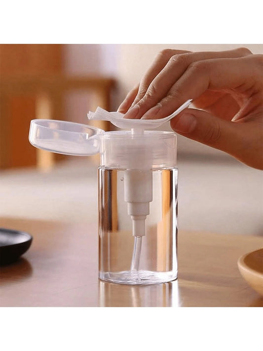 1pc 100ml Portable Refillable Transparent PET Travel Bottle With Pump Dispenser, Suitable For Nail Polish Remover, Toner And Makeup Remover, Dome Design, Hand Wash Only, Reusable, Makeup Remover Bottl