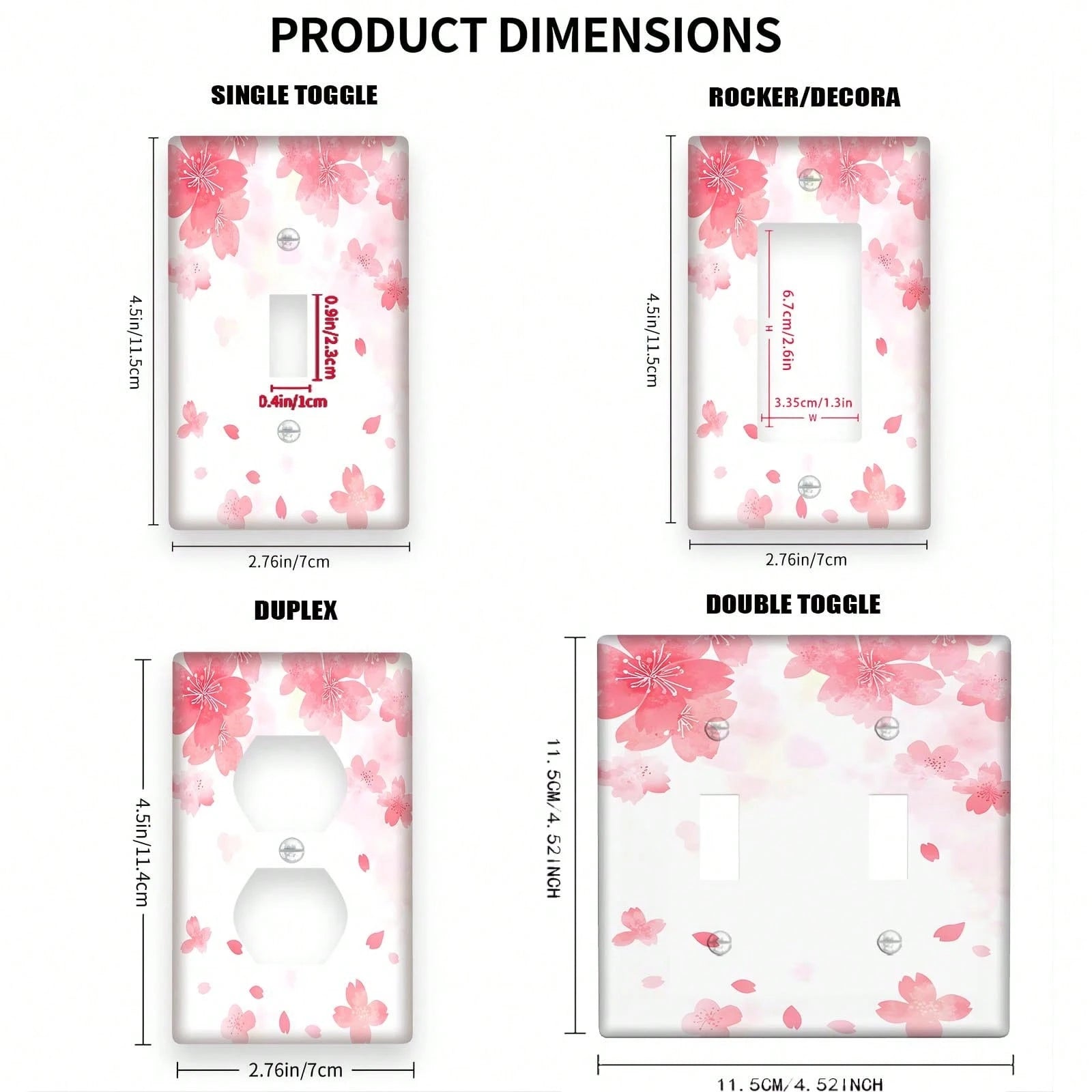 1pc 1Gang/2Gang Cherry Light Switch Covers Wall Plate Decorative Switchcover Electrical Switchplate Country Bathroom Decor