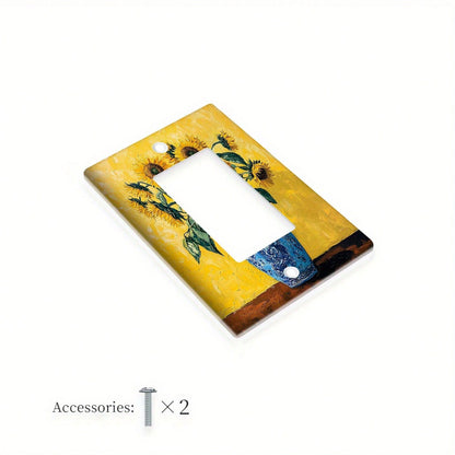 1pc 1Gang/2Gang Rustic Sunflower Vase Polycarbonate Thermoplastic Light Switch Light Switch Plate Cover Decor Outlet Wall Plate Cover Home Kitchen Room Decorative