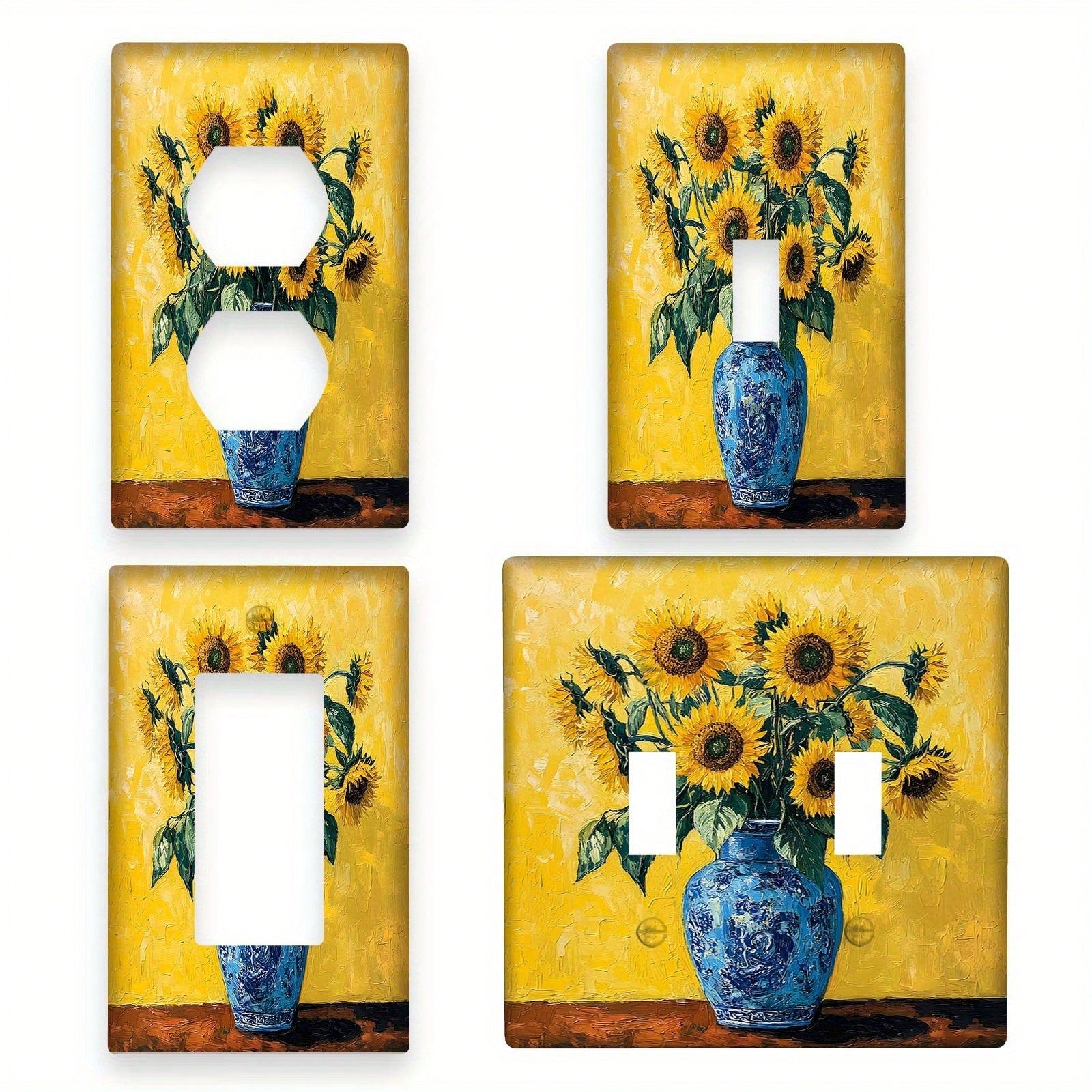 1pc 1Gang/2Gang Rustic Sunflower Vase Polycarbonate Thermoplastic Light Switch Light Switch Plate Cover Decor Outlet Wall Plate Cover Home Kitchen Room Decorative