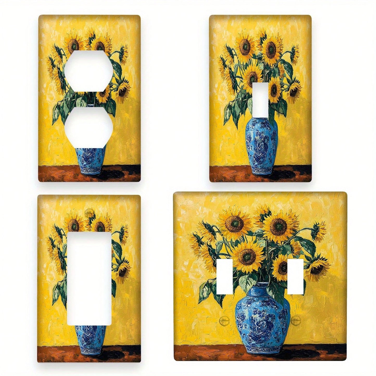 1pc 1Gang/2Gang Rustic Sunflower Vase Polycarbonate Thermoplastic Light Switch Light Switch Plate Cover Decor Outlet Wall Plate Cover Home Kitchen Room Decorative